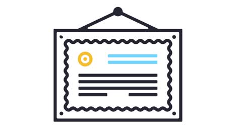 certificate line icon animation