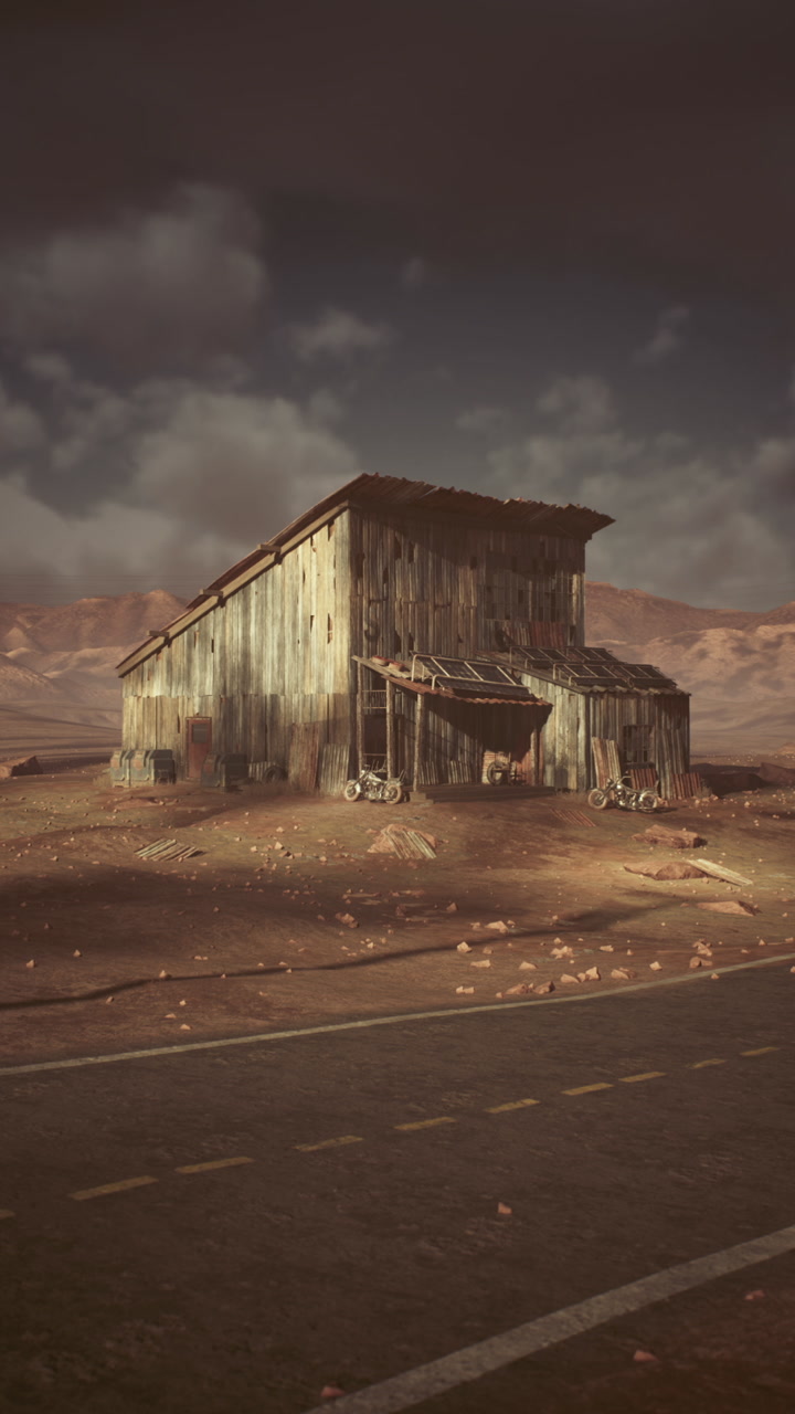 Eroded mesas and deserted shack evoke feelings of solitude and neglect