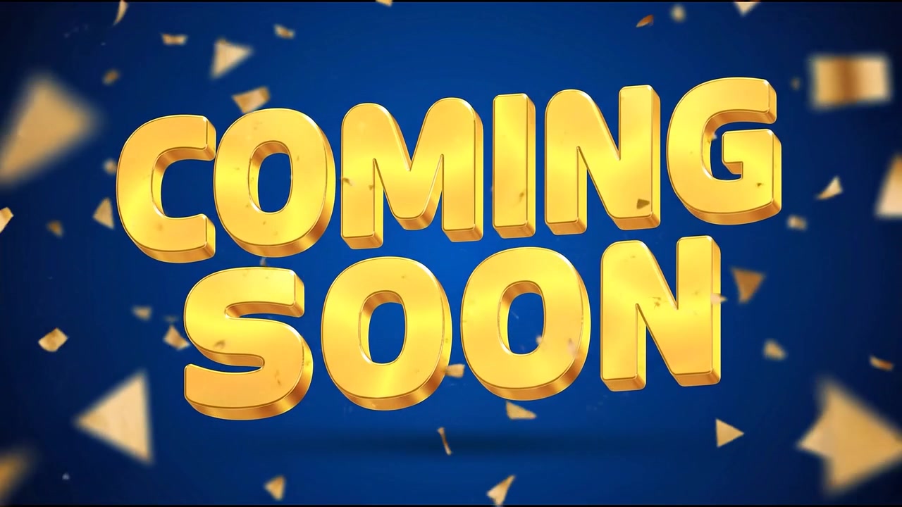 Coming Soon Text Animation with Falling Gold Confetti