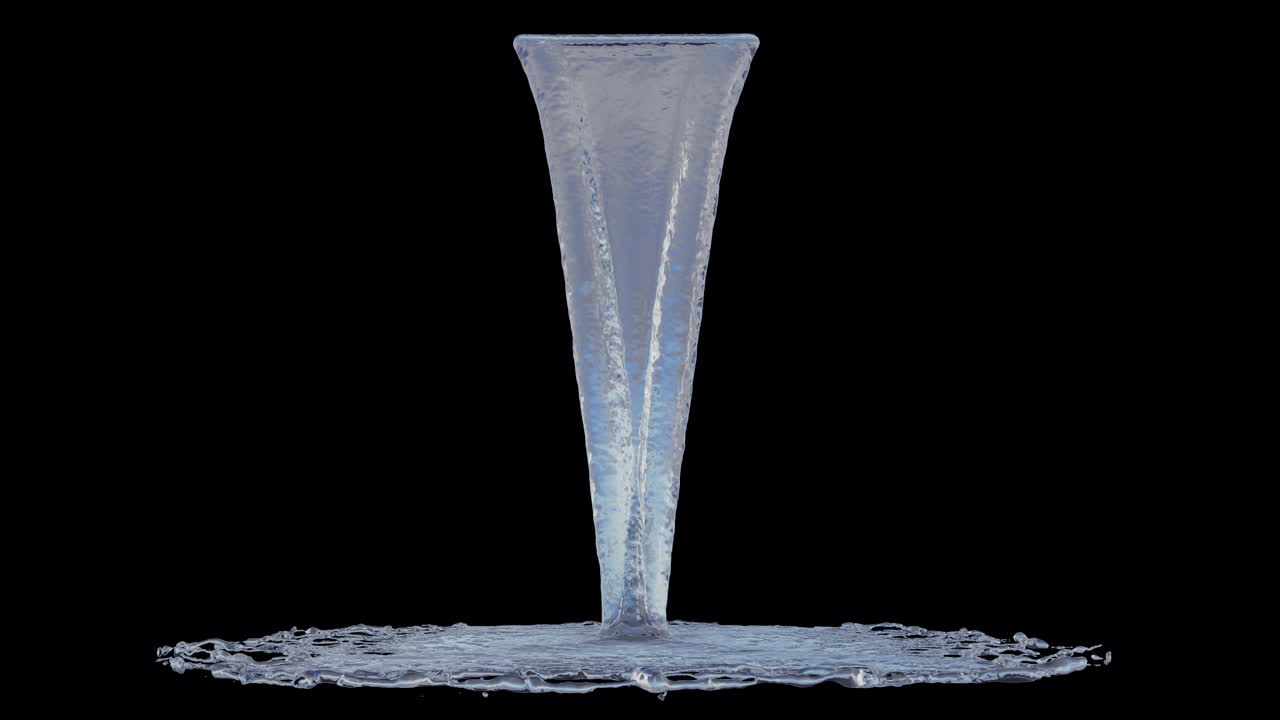 Поток воды, падающий на прозрачный фон