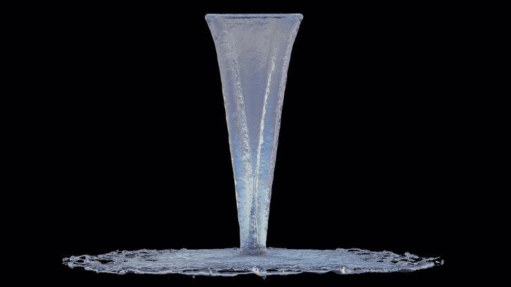 water stream falling on transparent background