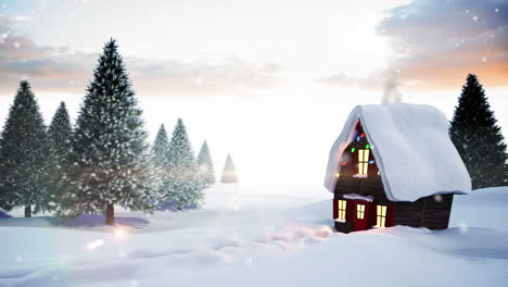 Seamless-christmas-scene-with-cottage-and-lights