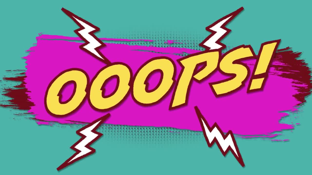 animación de 5 opciones cómicas con escritos y nubes