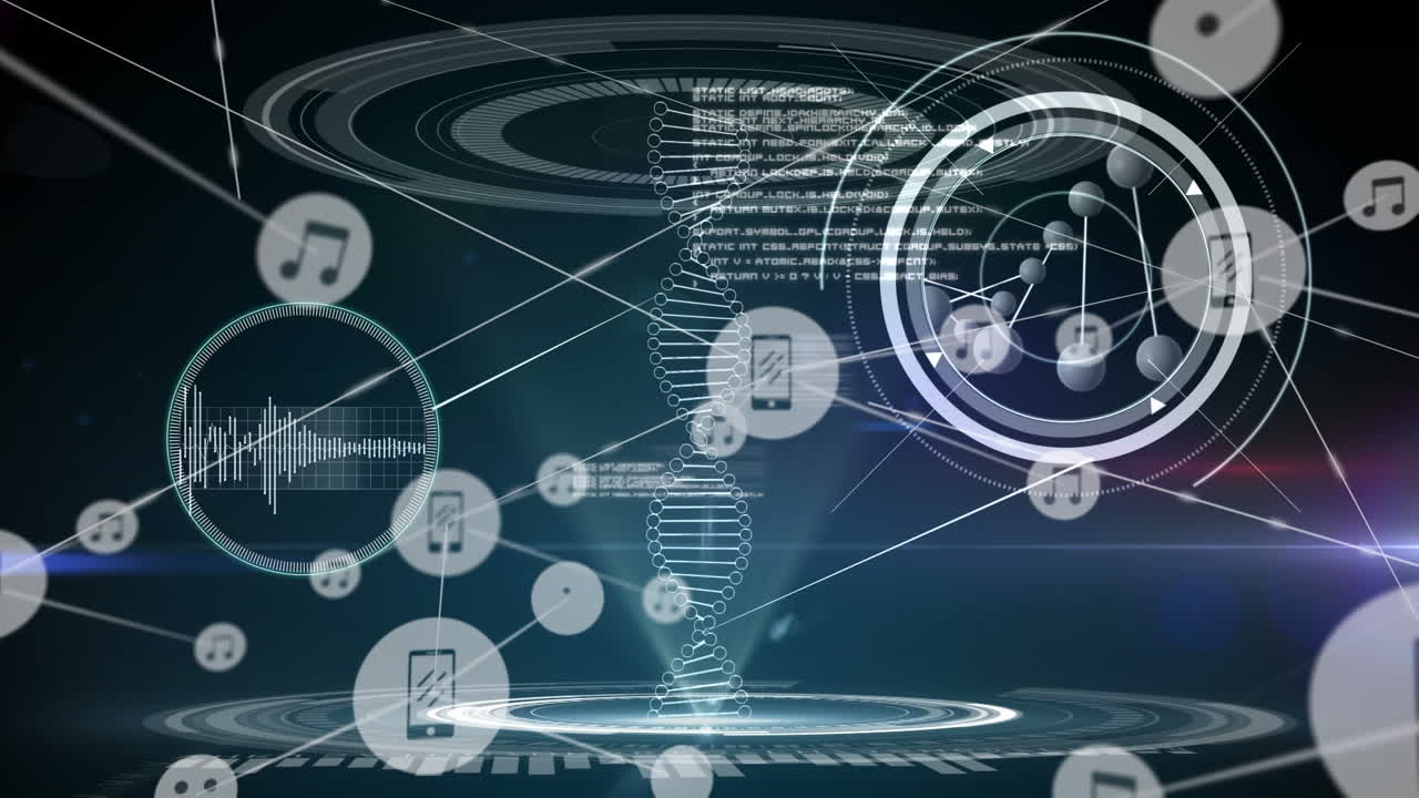 데이터 처리에 대한 아이콘으로 연결 네트워크의 애니메이션