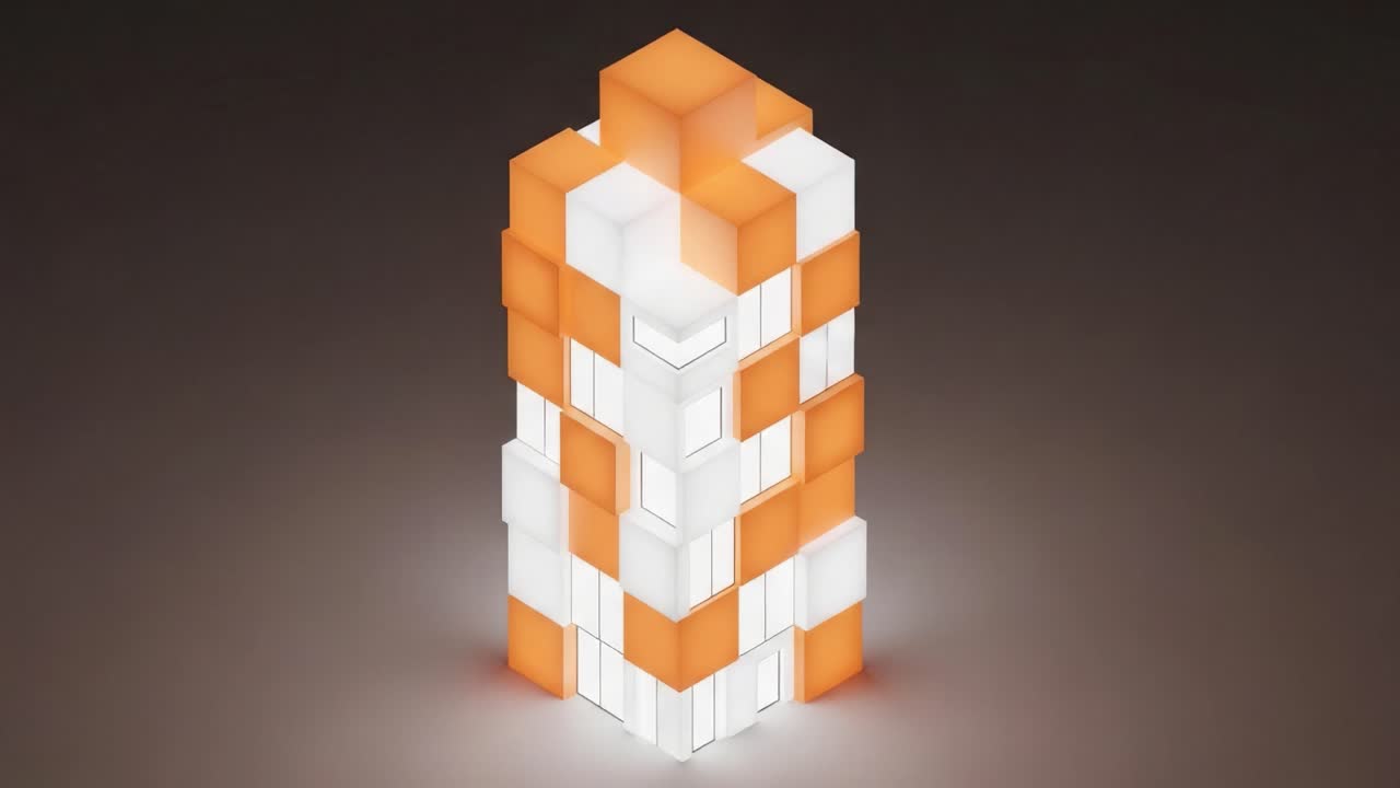 A Stunning Transformation: The Journey of a Colorful Geometric Structure from Brightness to Soft Ambiance in Two Captivating Frames