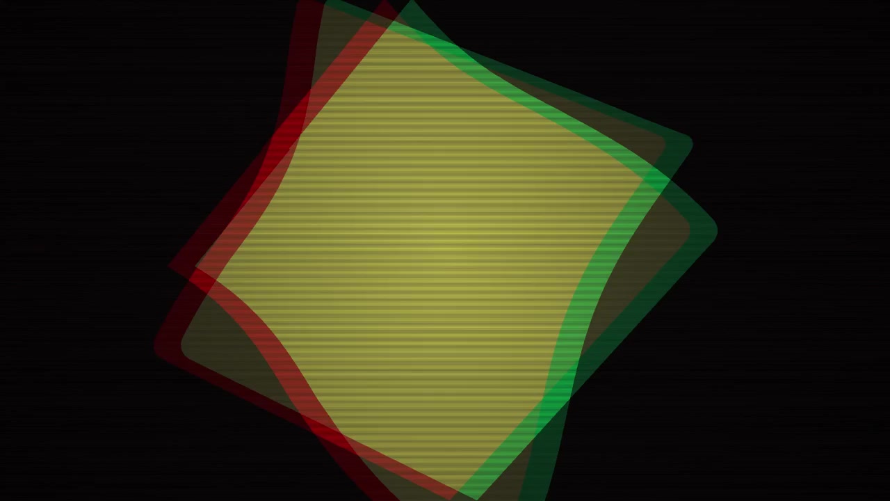 Forma geometrica astratta con effetto glitch e aberrazione cromatica