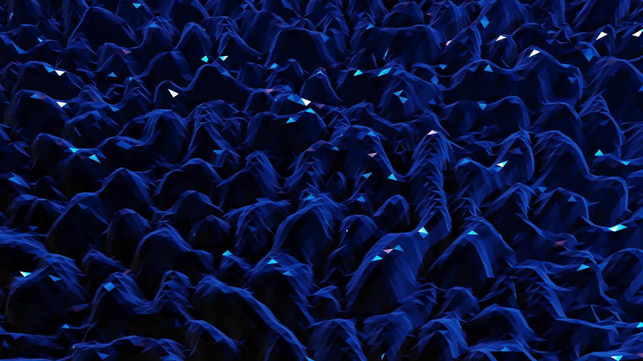 stylish dark abstract low poly background in 4k. Abstract waves move on glossy metallic surface in loop. Smooth soft seamless animation. Simple minimalistic geometric bg. Blue color