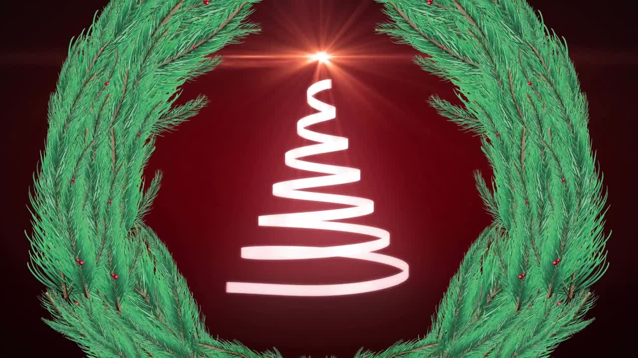 ⁇  리본 과 소나무 꽃봉오리 로 형성 된 크리스마스 트리 의 애니메이션