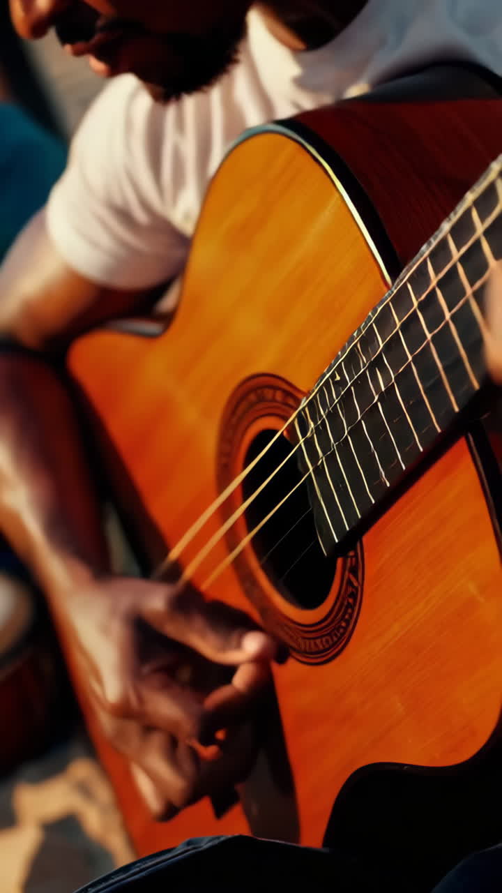 Group of musicians playing on the beach