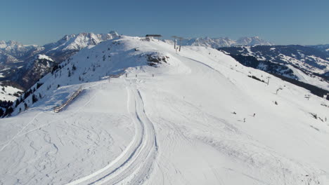 ski resort and reiterkogel mountain in austria - aerial shot