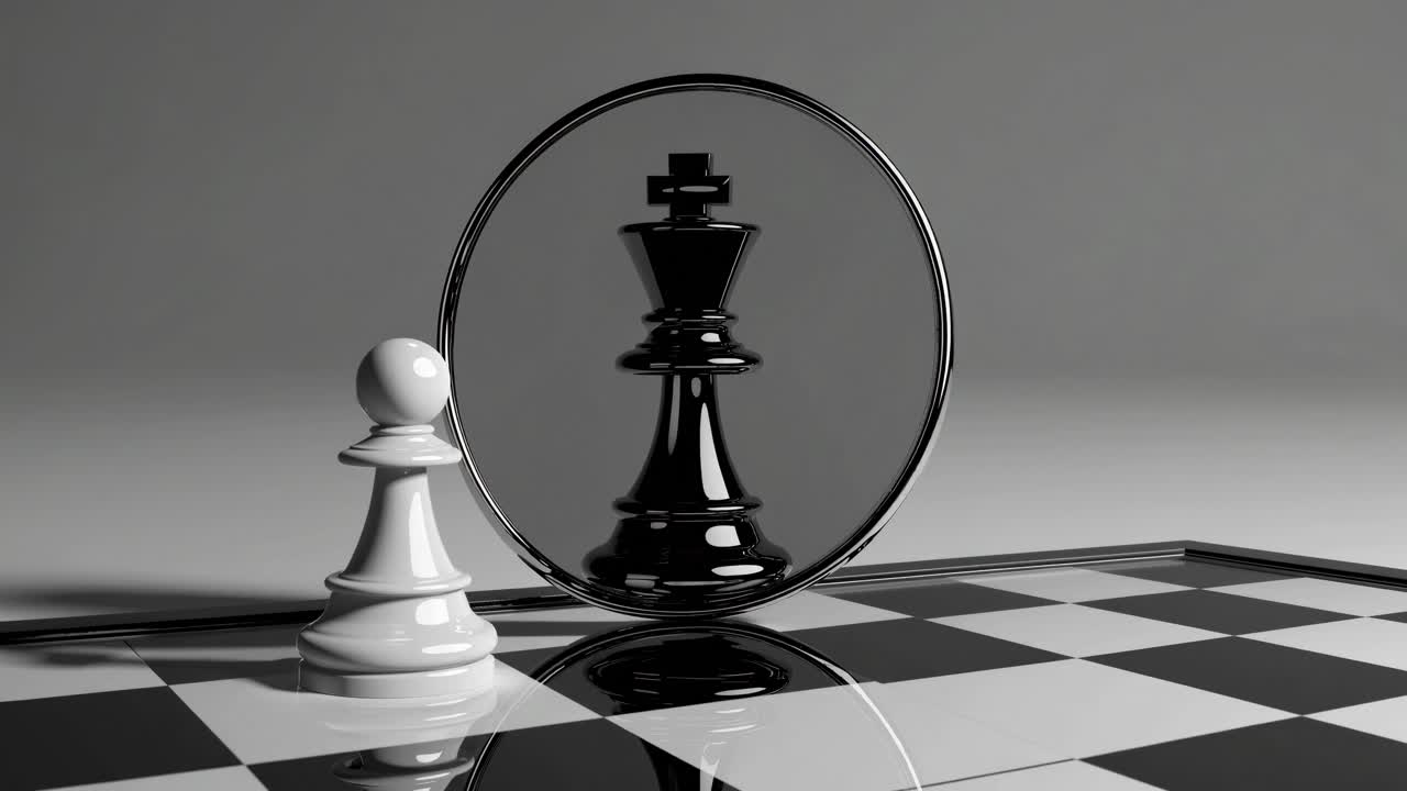 Chess King Reflecting in Mirror