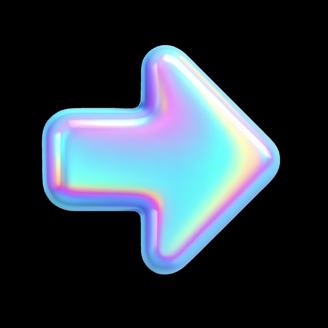Colorful 3D arrow icon animation isolated asset, transparent 4K video, alpha channel, ProRes 4444