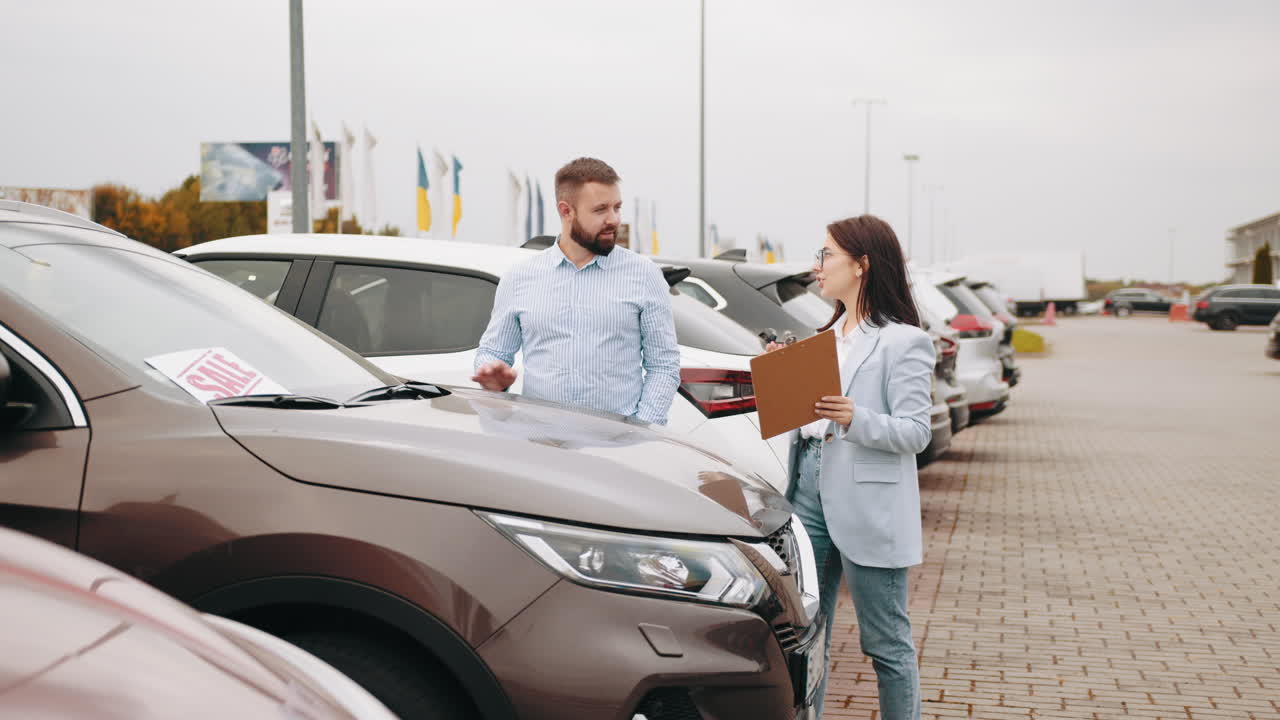 vendedor de automóviles y cliente en el concesionario