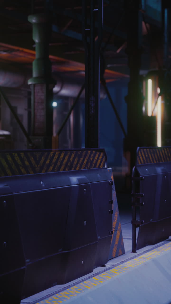 Industrial Factory Gate at Night