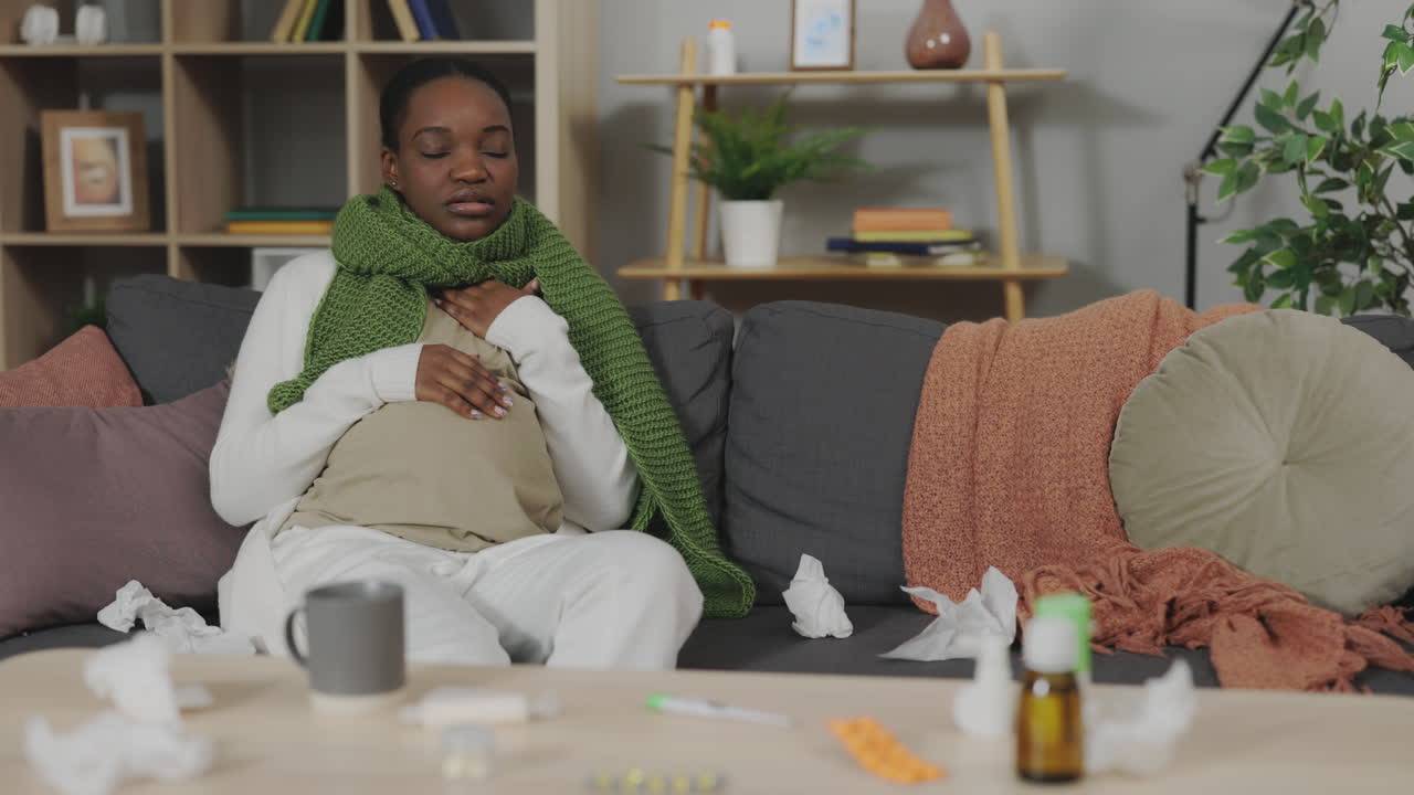 Pregnant Woman Feeling Ill at Home