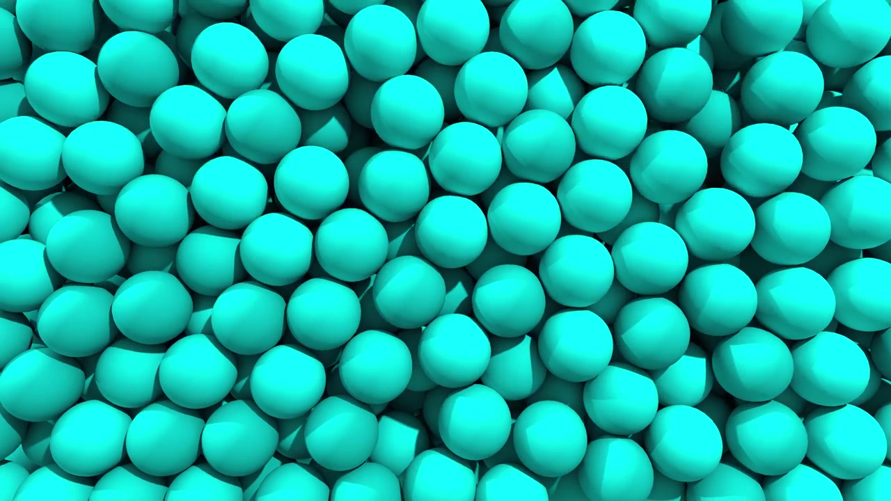 Transición de esferas y bolas que llenan la pantalla, superposición compuesta, revelación por barrido 4K