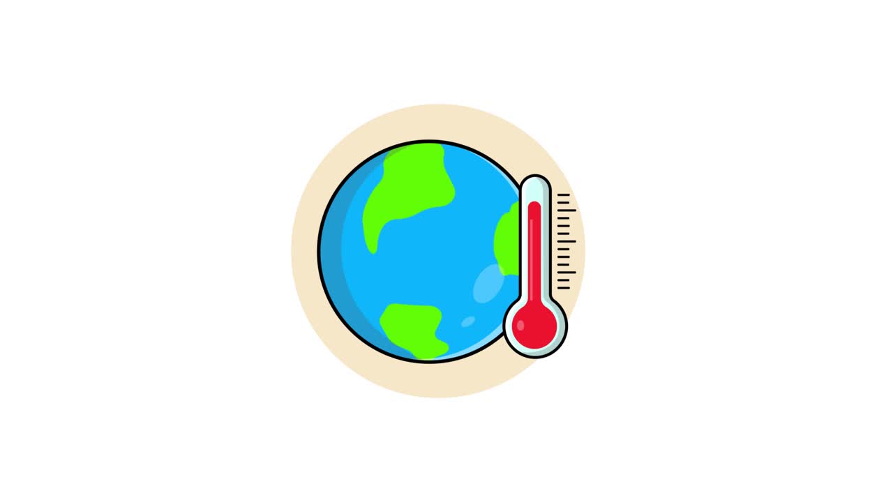 Animated Earth with Rising Thermometer Indicating Global Warming