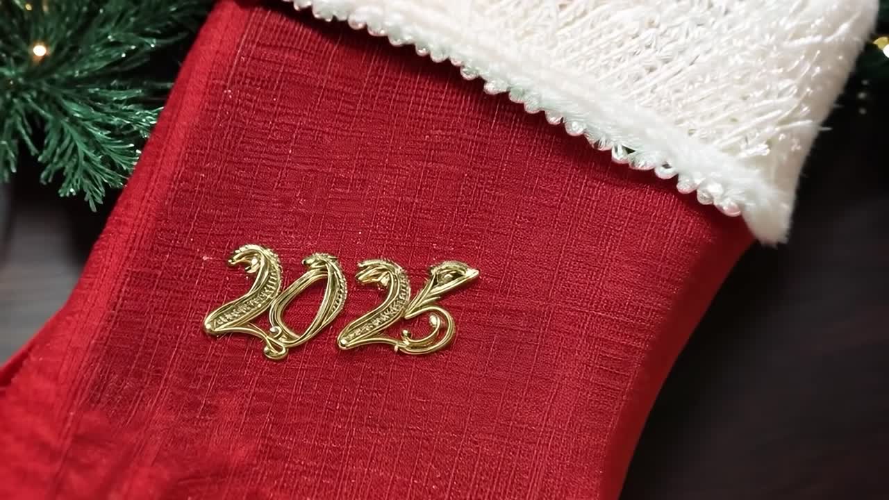 은 크리스마스 양말의 클로즈업 2023