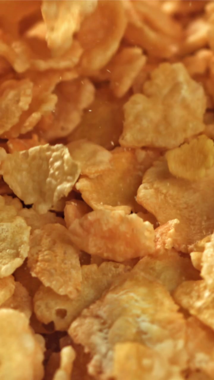 Golden Cornflakes Falling in Slow Motion