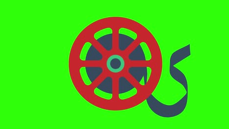 2d animated illustration of a film roll on a green screen