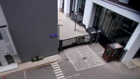 urban courtyard with parking