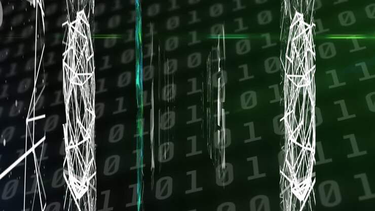 Animation of binary coding numbers changing over networks of connections