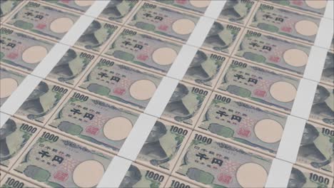 1000 japanese yen banknotes printing by a money press