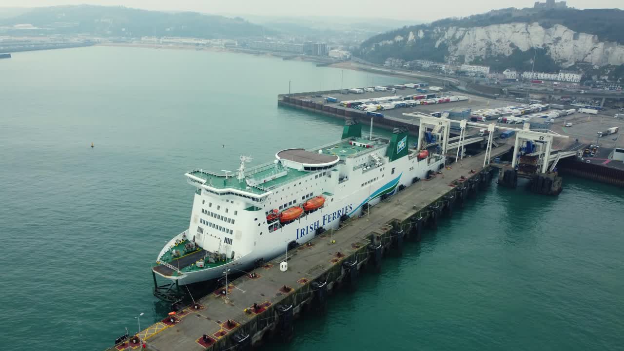 Irish Ferries Ferry docked at port