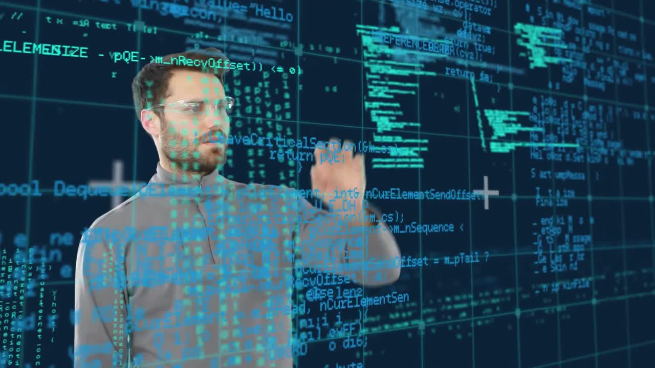 Man using a touchscreen