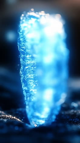 water fountain illuminated by blue light. a stunning water fountain emits vibrant blue light, creating a mesmerizing effect in a serene environment.