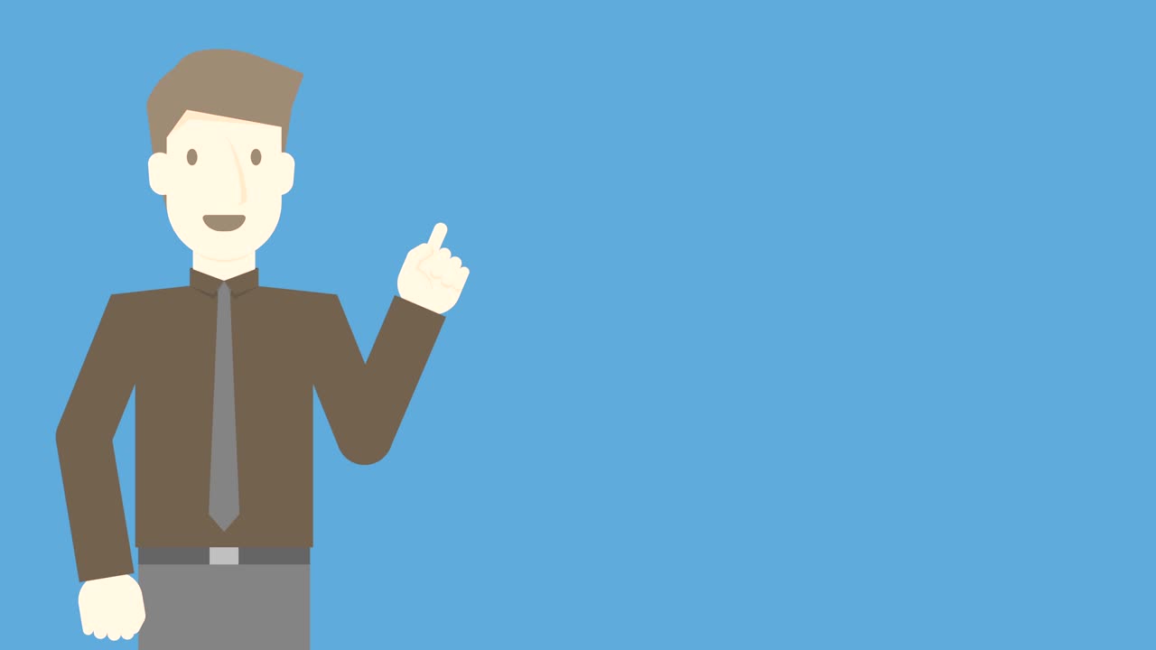 Businessman presentation with speech bubble pop up many size on blue color background, seamless looping animation 4K with copy space
