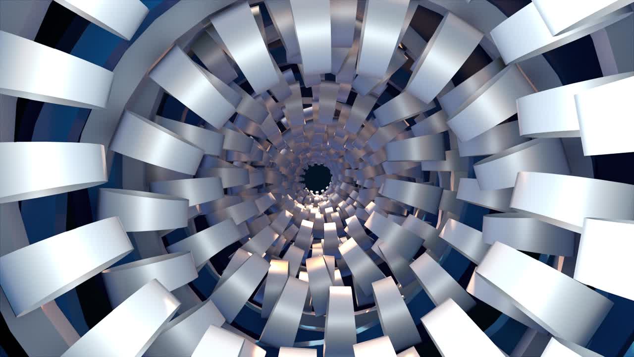 компьютерный технологический туннель. пространство будущего. 3d рендеринг абстрактного фона. внутри спирального коридора