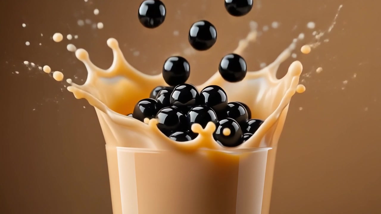 Mutiara Tapioka Hitam Jatuh ke dalam Segelas Teh Susu