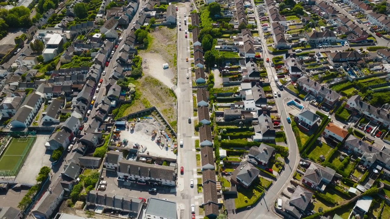 Vista aerea lungo Boyces Street e Glen Ryan Road a Cork, Irlanda