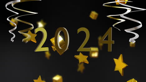 animación de streamers de la fiesta de 2024 y estrellas en fondo negro