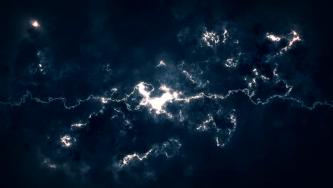 electric discharges in the clouds on a dark background