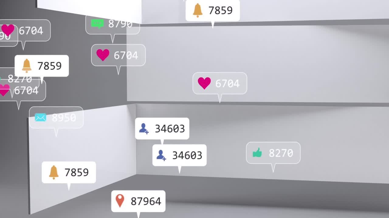 추상적인 패턴 위에 소셜 미디어 데이터 처리의 애니메이션