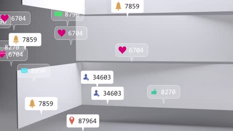 animación del procesamiento de datos de las redes sociales sobre un patrón abstracto