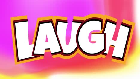 animation of laugh text over shapes