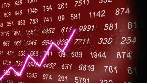 Stock-market-data-with-rising-graph-animation-over-red-background