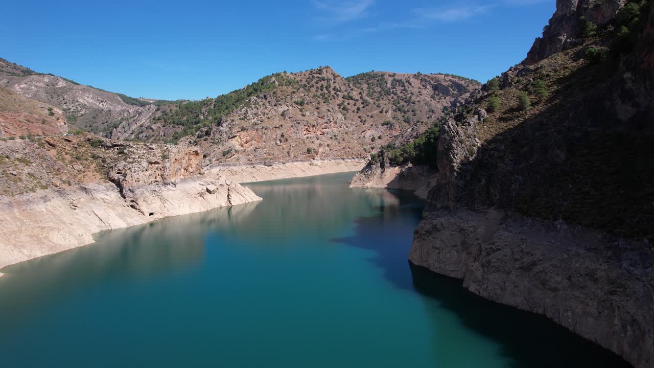 drought reflected in a reservoir with very little water