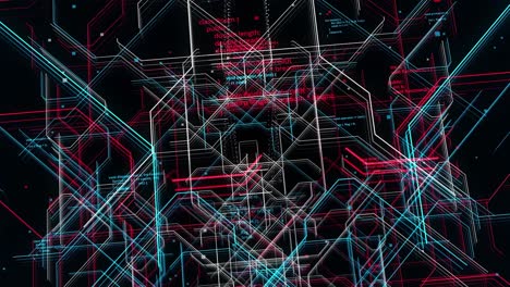 abstract cyberpunk digital art with glowing lines and code