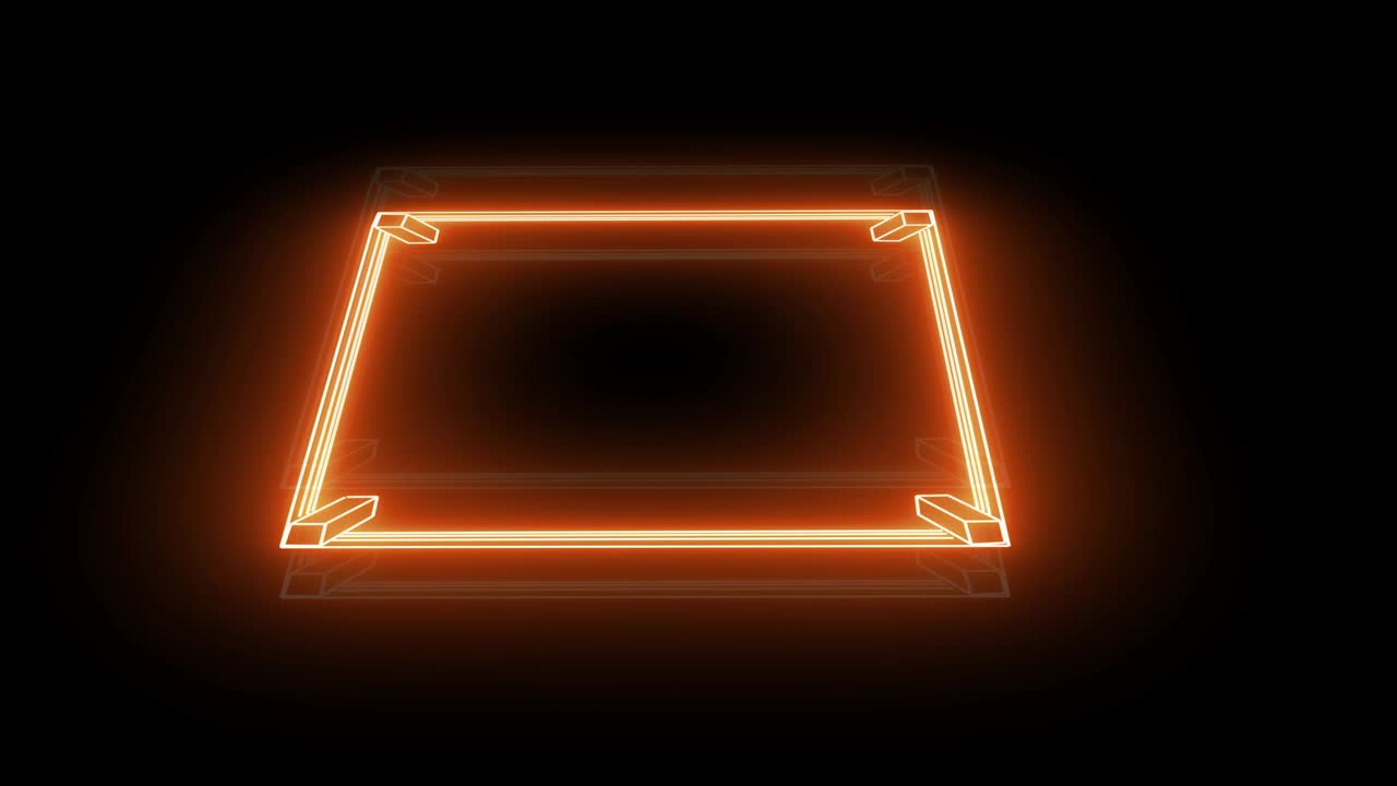 Animation of orange neon boxing ring on black background