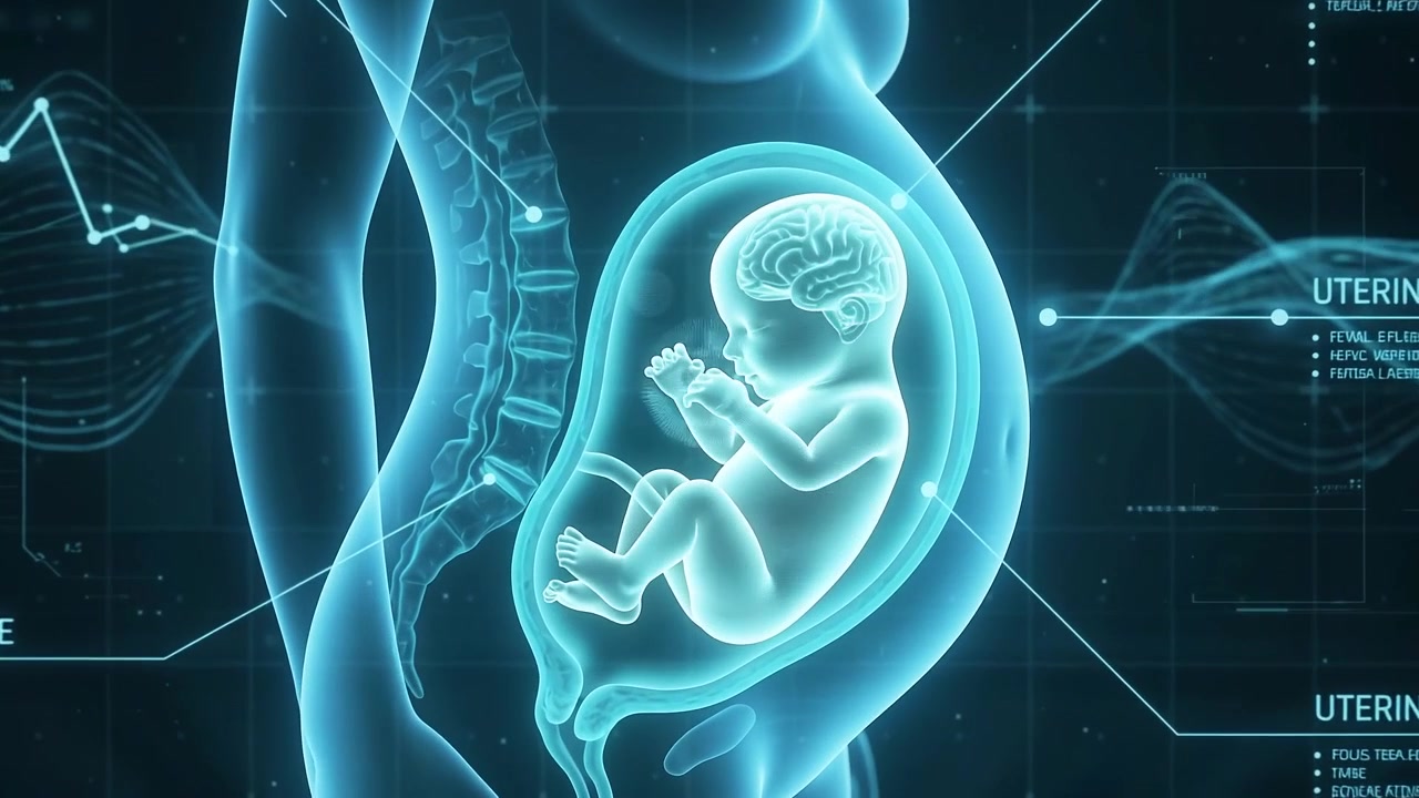 Visualizzazione medica digitale dello sviluppo fetale nell'utero