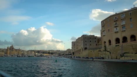 Malta-gorgeous-and-beautiful-ocean-view-footage-of-Valletta-ancient-ruins-and-buildings