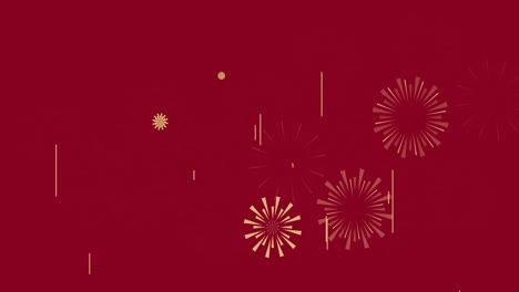 animation of fireworks on red backrgound