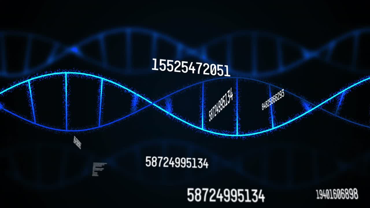 Animation of data processing over dna strands and numbers