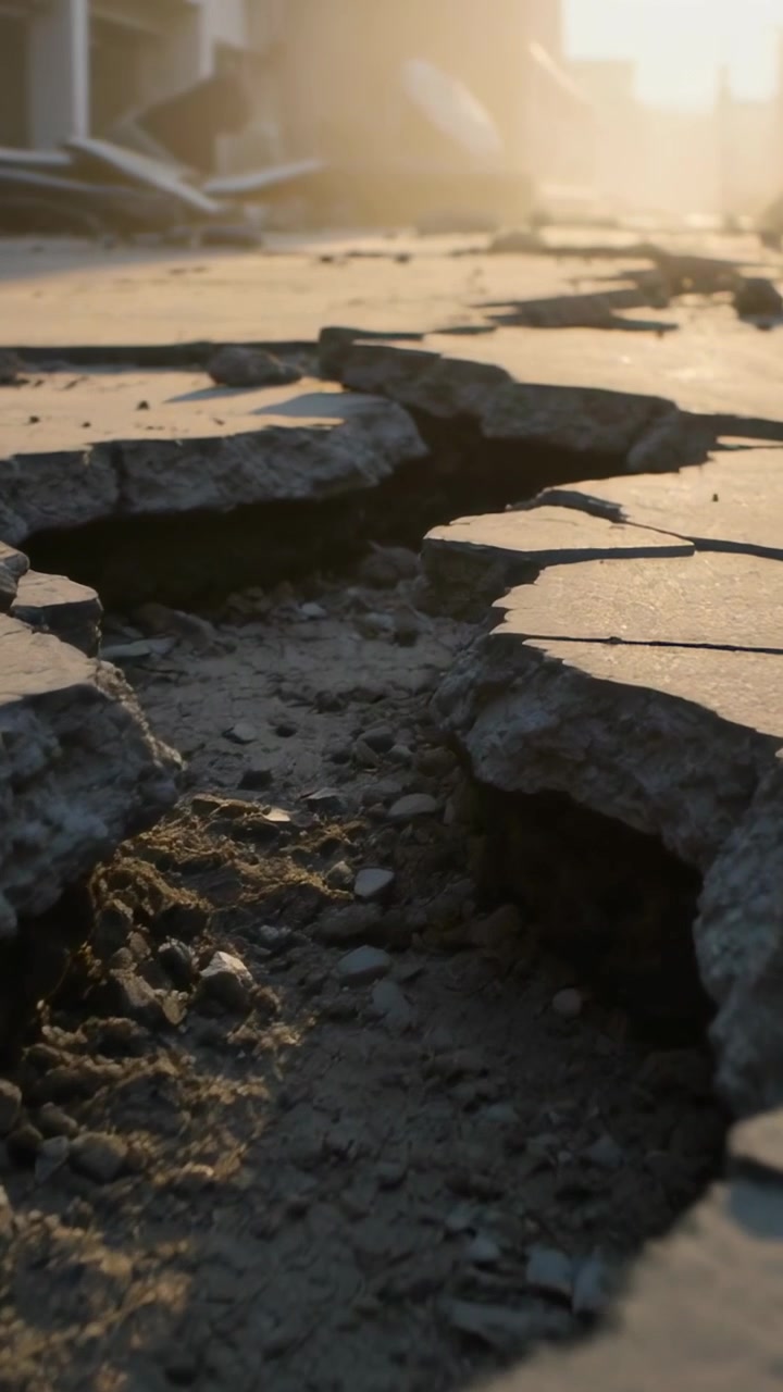 Video verticale: All'inizio la telecamera segue in basso lungo una fessura circolare che rivela ghiaia sulla strada.