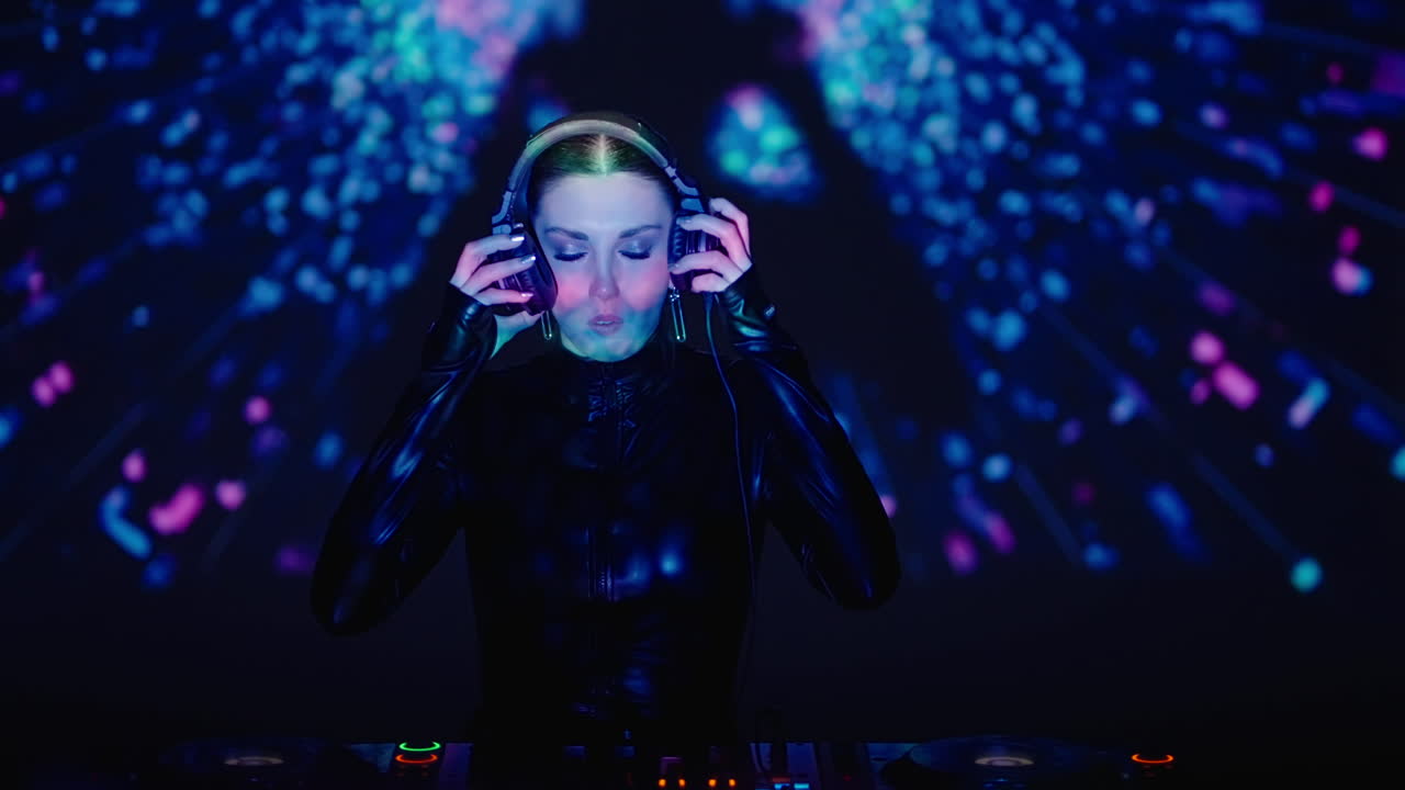dj femenina actuando en un club nocturno