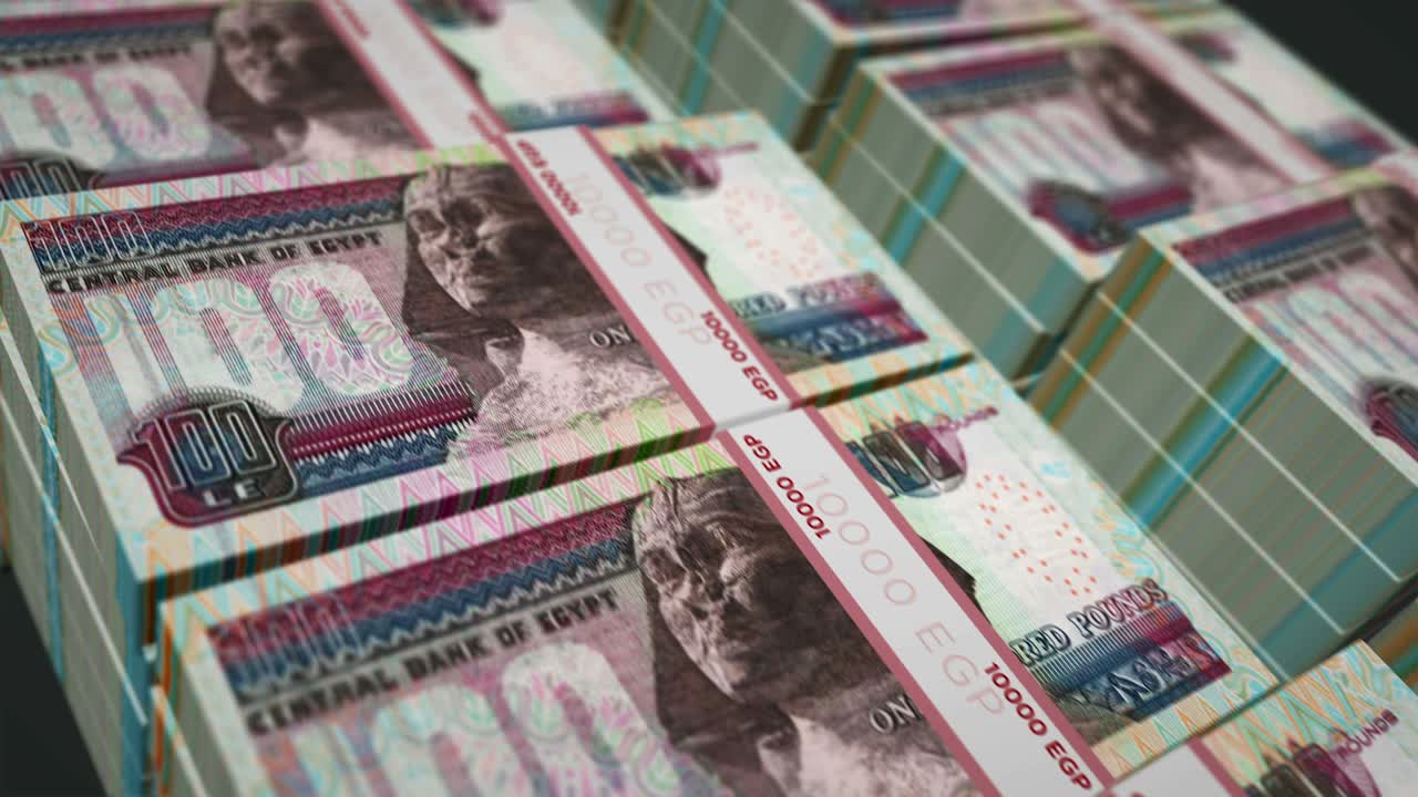 이집트 파운드 (egyptian pound) 의 지폐는 완벽한 루프로 여 있습니다.